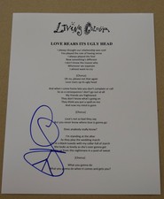 Corey Glover Signed Autograph Love Rears Its Ugly Head Living Colour Lyric Page