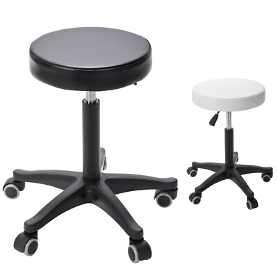 Kriphora Adjustable Hydraulic Rolling Swivel Salon Stool Chair in Black - 1PCS
