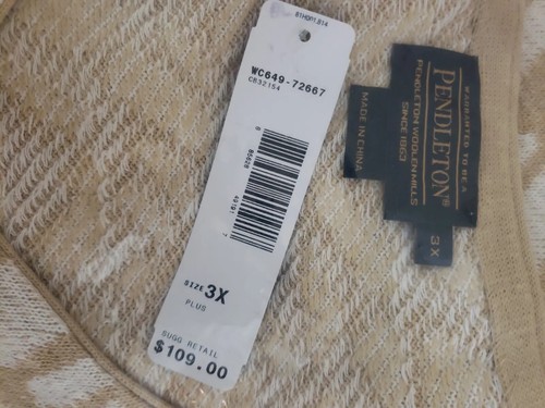 Pendleton women’s Beige white Vest 3X Linen Blend New pullover - Picture 2 of 12