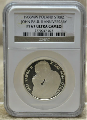 Poland 1988 MW 10K ZLOTYCH NGC PF 67 ULTRA CAMEO John Paul II  JAN PAWEL II
