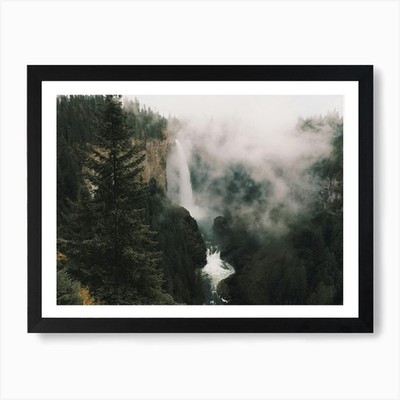 Moderne Wasserfall Landschaft Kunstdruck gerahmt Wandbild Poster Leinwanddruck Bild
