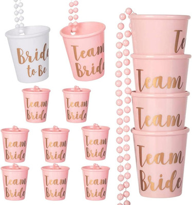Schnapsgläser mit Kette,jga Becher zum Umhängen,14 Stück Team Braut und Bachelor