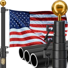 25FT Telescoping Heavy Duty Flag Pole, Extra Thick 11-Gauge Aluminum,True Glory 