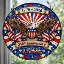 America 250th Anniversary Suncatcher 1776-2026 Patriotic Eagle Independence Day
