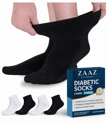 6 or 12 Pairs Men’s Extra Wide Diabetic Socks Loose Non‑Elastic Soft Top Crew