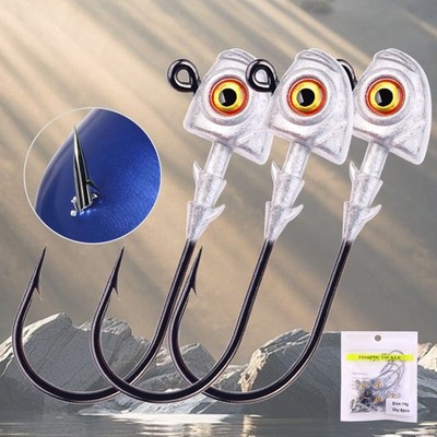 10X Fishing Jig Heads Hook 3D Big Eyes Trout Lure Swim Bait Bass Fresh Saltwater