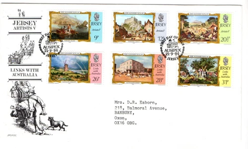 1984 JERSEY - ARTISTS V / LINKS WITH AUSTRALIA FDC FROM COLLECTION N31