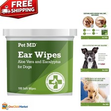Dog Ear Cleaning Wipes - Soothing Aloe Eucalyptus, 100 Count for Healthy Ears