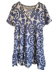 Nwt Cupshe White W/ Blue Floral Printed -Back Tied Dress Size MEDIUM