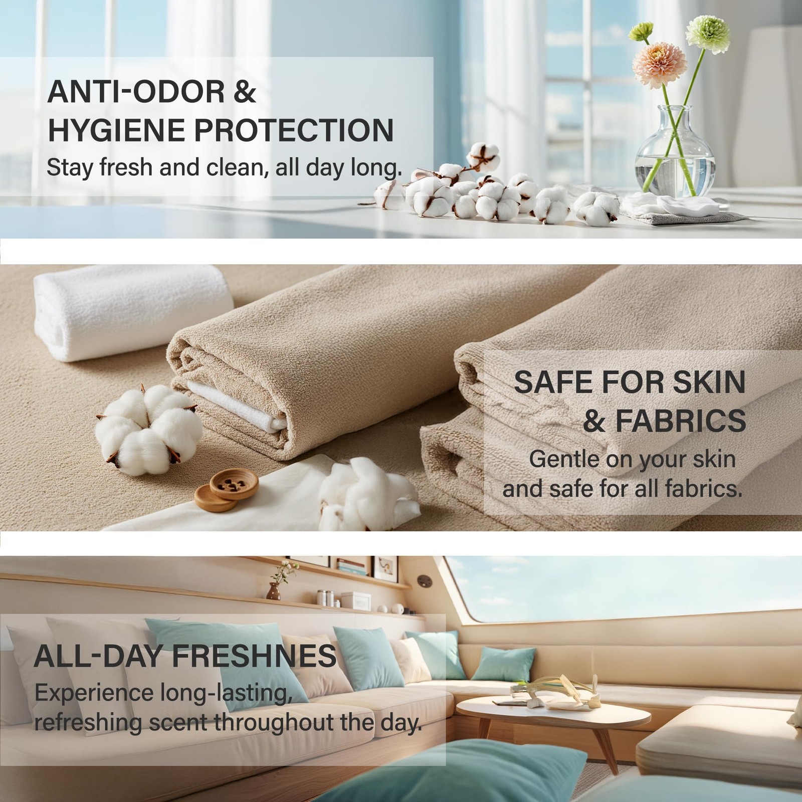 Natural Textile Deodorizer Spray 2.36 Fl Oz Long Lasting Odor Neutralizer