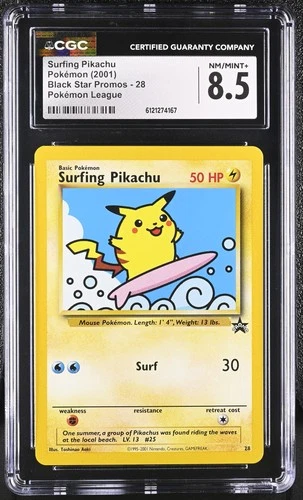 CGC 8.5 Surfing Pikachu 2001 Black Star Promos 28 Pokémon League Pokemon Card