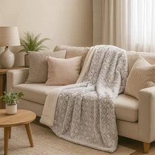 DaDa Bedding Luxury Soft Dreamy Cloud White Sherpa Back Faux Fur Throw Blanket