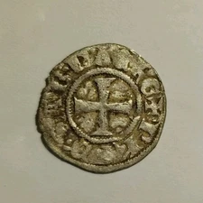 Knights Templar Crusader Coin Denier, PRINCIPALITY OF ACHAEA. Philip of Savoy