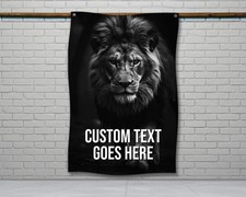 Lion Gym Flag - Motivational Wall Decor for Home and Garage Gym