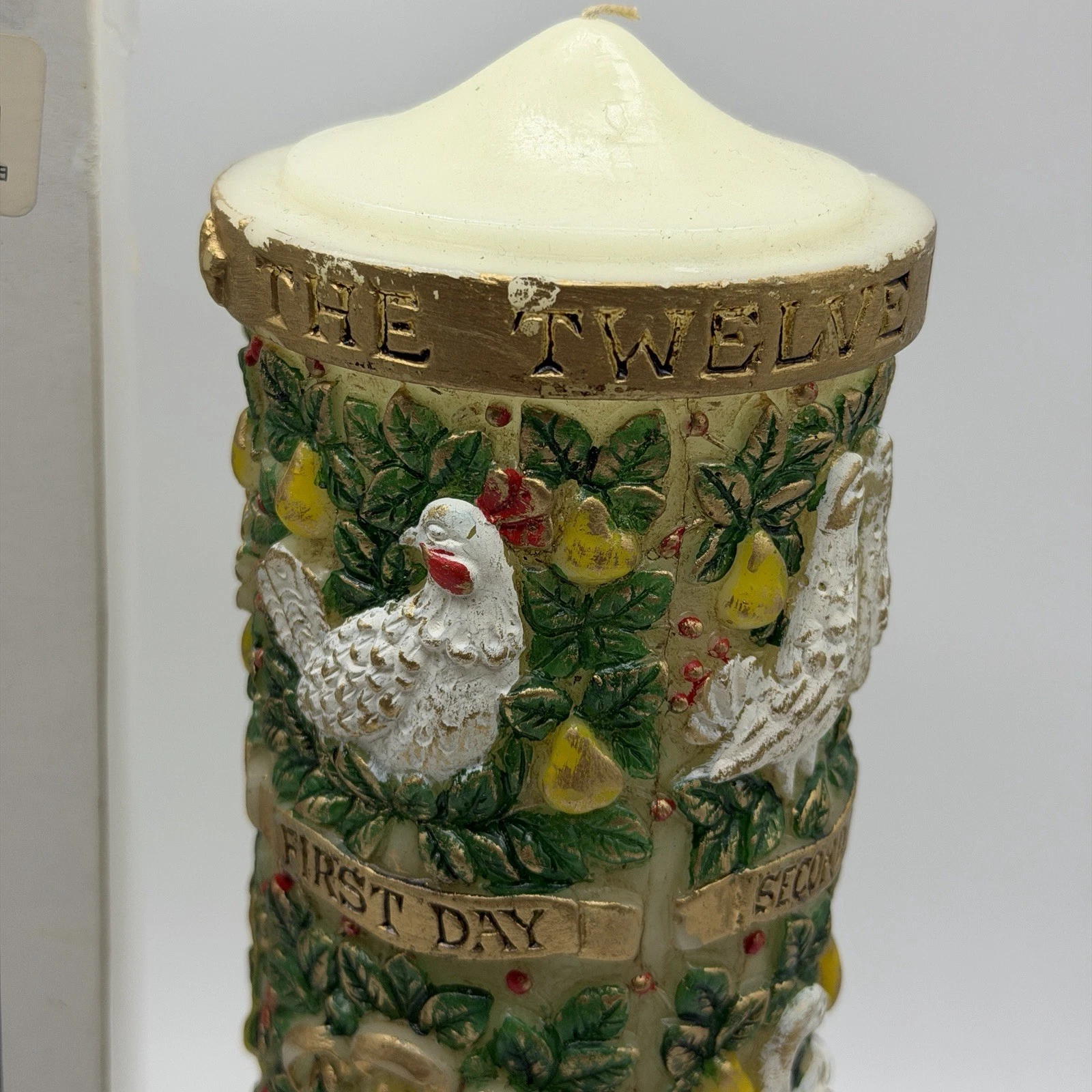 Large Candle 12 Twelve Days of Christmas Vintage Cottagecore Partridge Birds - product detail image 14