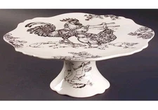 Barnyard Toile Cake Stand Plate Andrea by Sadek 13" Diameter Rooster Goose Hen