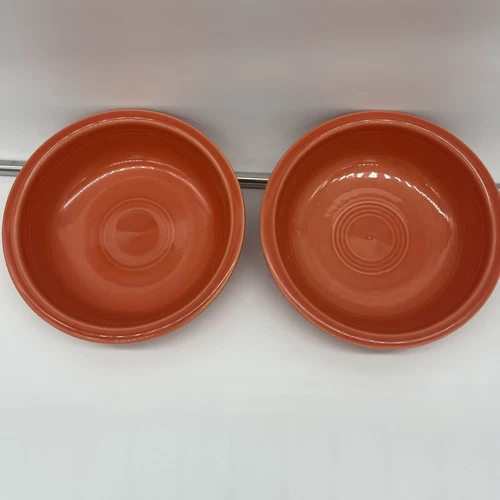 Fiesta SET OF 2 Homer Laughlin USA HLC Poppy Orange Coupe Soup Bowl Fiesta  7"