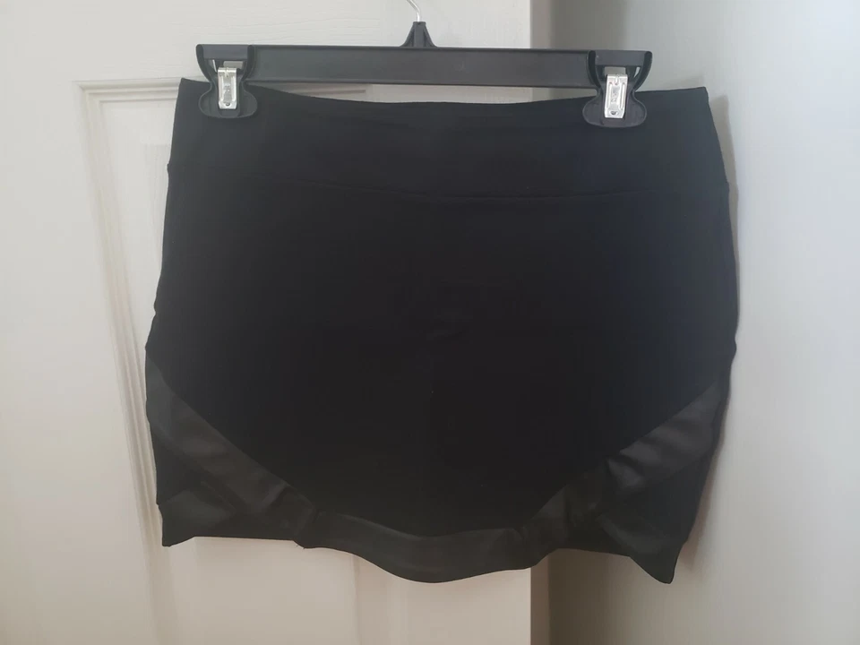 Mujer Talla S, Arden B Negro Ponte Punto Mini Falda Imitación Cuero Rayas, Elástica Foto 4 de 4