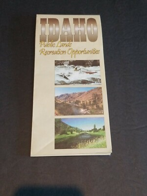 VINTAGE IDAHO PUBLIC LANDS RECREATION OPPORTUNITIES HUGE FOLD OUT MAP EXCELLENT 