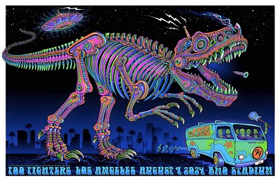 Foo Fighters 8-9-2024 BMO Stadium Los Angles Concert Poster 11 X 17 Framed