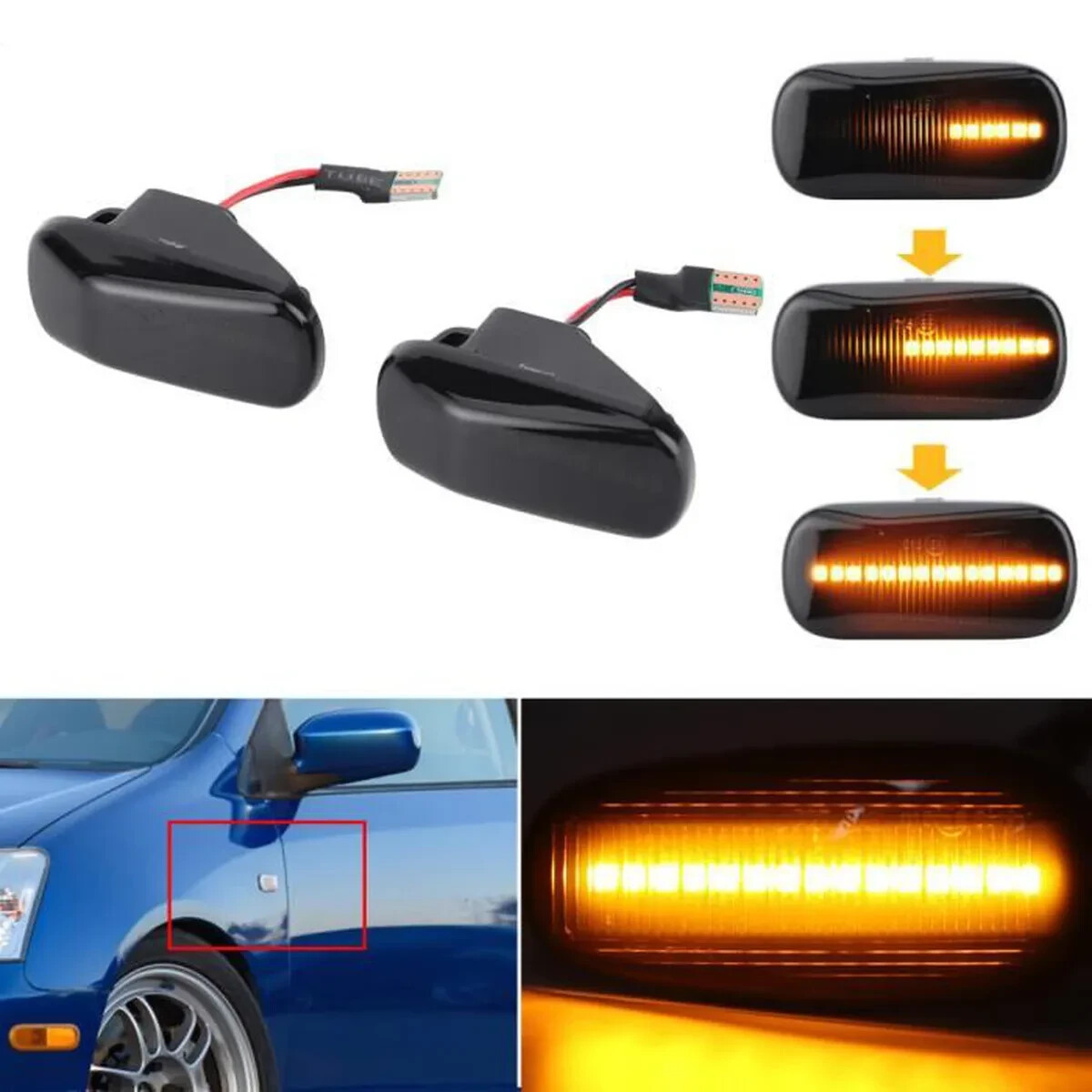 Clignotant latéral d'aile anti-buée pour réparer les feux ternes de Honda Civic