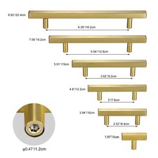 Brushed Brass Modern Kitchen Door Cabinet Handles America Gold Drawer Pulls Knob