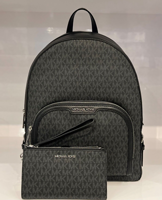 MICHAEL KORS JAYCEE LARGE BACKPACK + WALLET SET MK BLACK