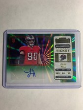 2022 Panini Contenders Logan Hall Green Laser Wild Card Round Ticket Auto #162