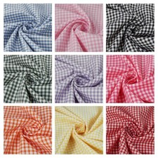 1/8" Polycotton Gingham Fabric Checked Squares Soft Dress Craft Uniform Material