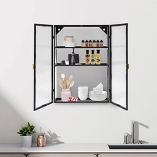 Wall Cabinet w/ PC Doors Wall Mounted Storage Cabinet w/Detachable Shelf