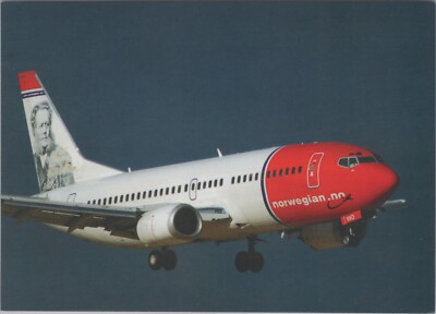 NORWEGIAN BOEING 737 VINTAGE AIRLINE ISSUE POSTKARTE FLUGZEUG AIRPLANE 