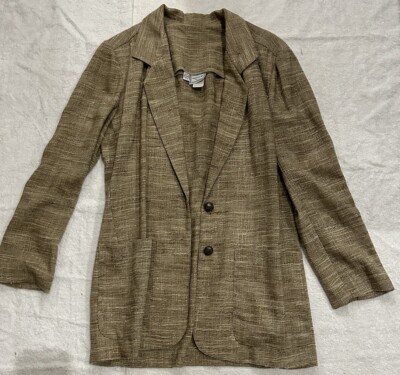 Vintage Twill Blazer Womens 6 90s Grunge Y2k Oversized Boho Hippie Festival