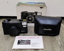 NOS Minolta Hi-Matic AF 35mm Point & Shoot Film Camera NEW w/ Box & Case