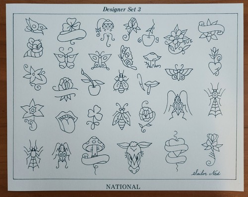 Tradicional Vintage 1981 Nacional 25 Hojas Tatuaje Flash Set Diseñador Set 3 - Imagen 5 de 20