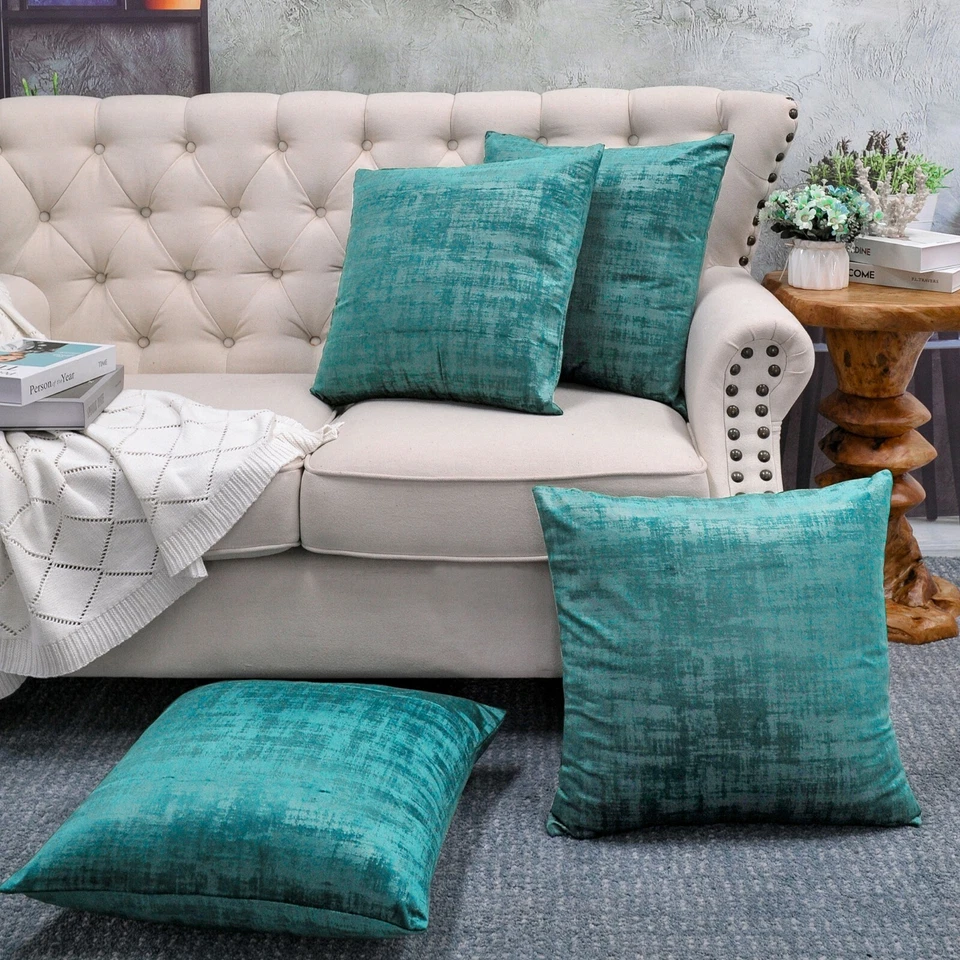 Juego de 4 Funda Cojín Terciopelo Texturizado Premium Suave Decorativa Funda Almohada Foto 4 de 4