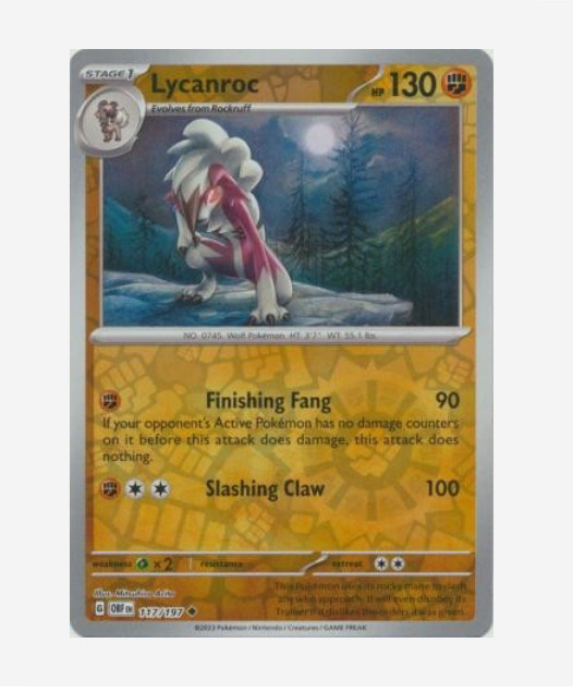 Pokemon - Lycanroc 117/197  - Reverse Holo - Obsidian Flames - NM/M