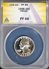 1958 Silver 25c Washington Head Quarter PF 66 ANACS # 7695879 + Bonus