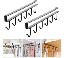 2-Pack Under-Shelf Mug Holder Rack – Kitchen Cabinet Coffee Cup Storage Hooks