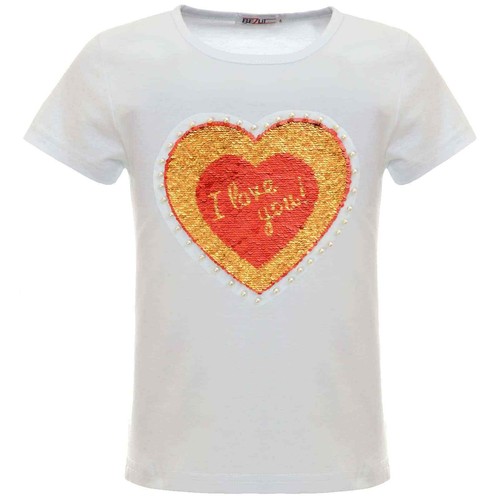 Short Sleeve T-Shirt Reversible Sequin Shirts Art Beads Girls Children 22544 - Picture 6 of 26