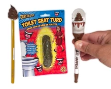 TOILET SEAT TURD  POO PEN,  NO. 2 PENCIL KIT 3 Crap Joke Prank Office Gag Set