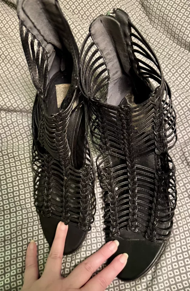 Sigerson Morrison Black Leather Strappy Heels Size 8.5 Retail $475 - Image 2 of 4