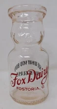 Fox Dairy Half Pint Milk Bottle Baby Face 2-Color Pyro Vintage