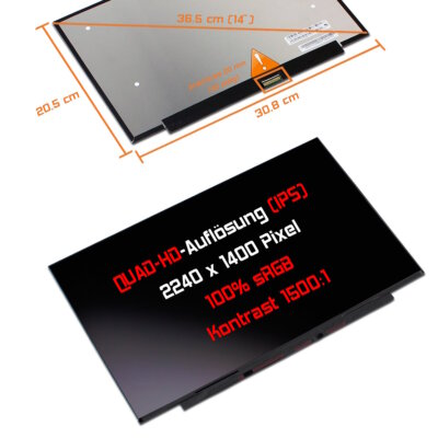 14,0'' LED Display matt passend für IVO M140NWHE R0 HW2.1 IPS 100% sRGB 1400