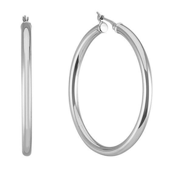 Hoop Earrings for Women 925 Sterling Silver Elegant Round Shaped Pierced Hoops-image