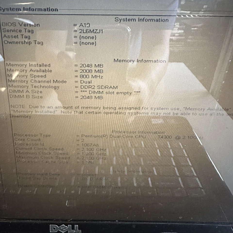 "Notebook Dell Inspiron 1545 15,6"" Intel Pentium 2 GB RAM 2,1 GHz - Para piezas" Foto 4 de 4