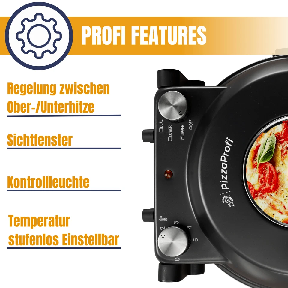 Sommertal PizzaProfi Pizzaofen – Pizzamaker 32cm 400°C – 5-tlg Set mit Pfanne - Bild 3 von 4