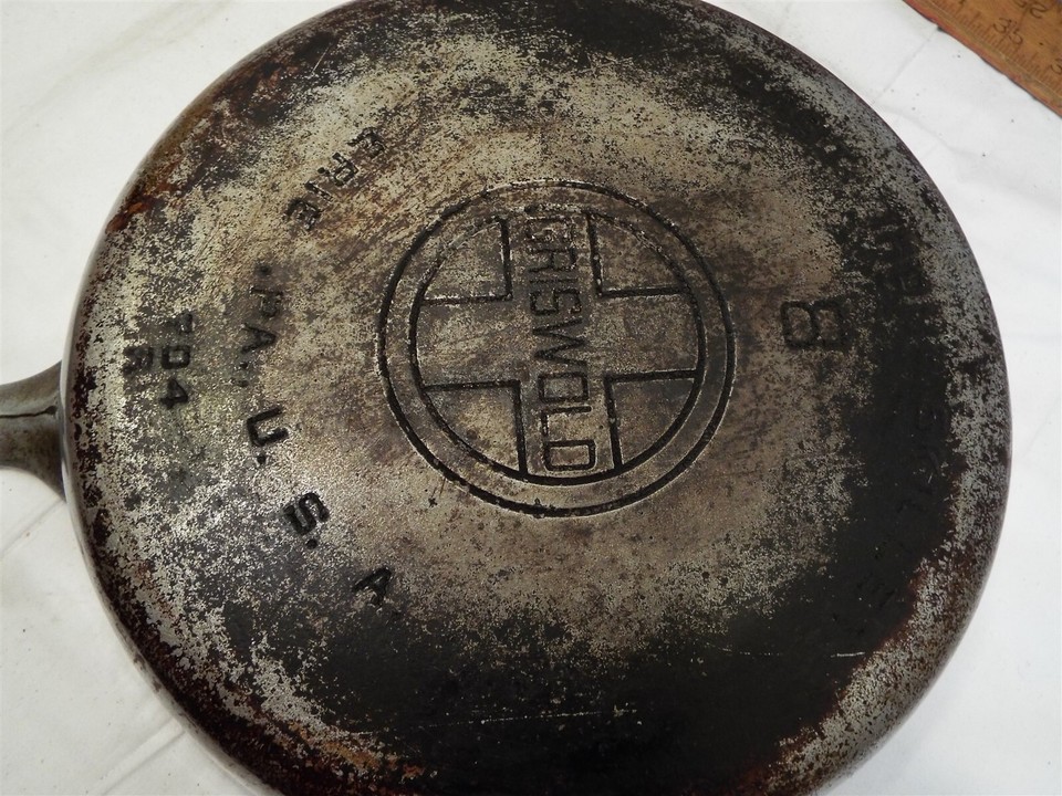 Griswold 8 Skillet Large Block Logo Cast Iron Fry Pan 704 R Frying 704R