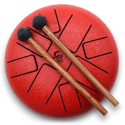 Steel Tongue Drum 22cm - Carry Bag, Wooden Beater Sticks, Tribal Ethnic - Picture 13 of 16