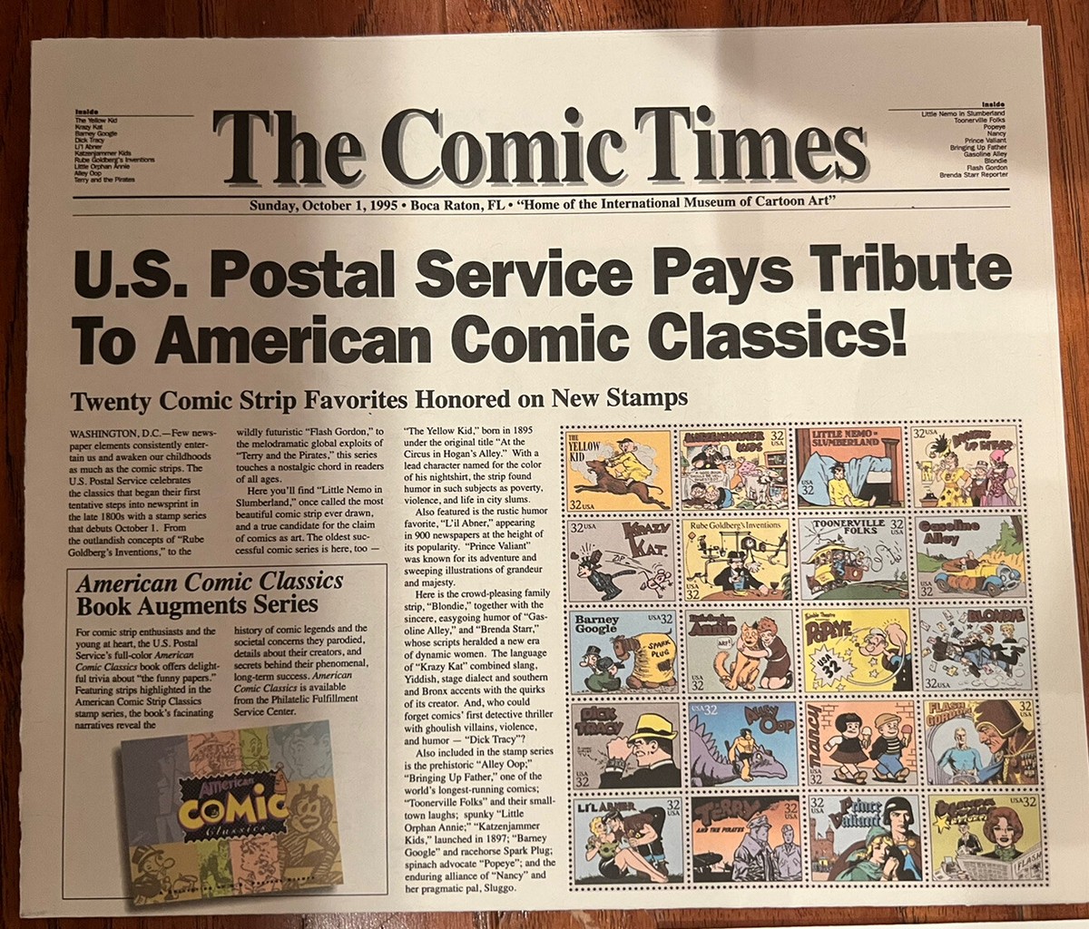 LOT of 7! VTG Comic Strip Classics Stamps First Day Issue Sheet