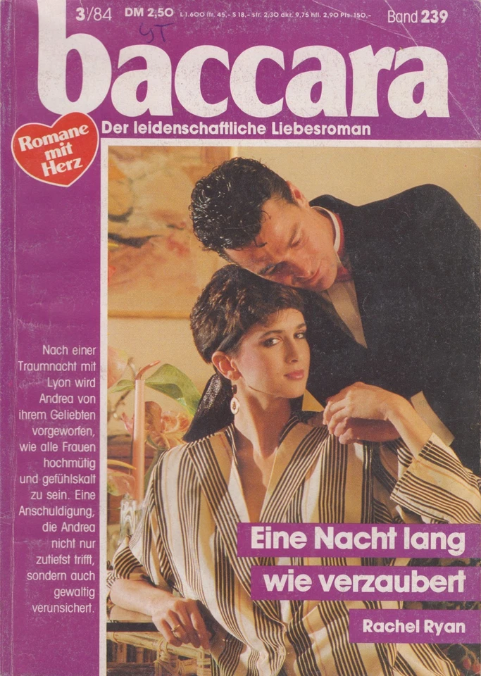 baccara Romane mit Herz 3-84 Internationale Liebesromane Band 239 Eine Nacht lan - Bild 1 von 1